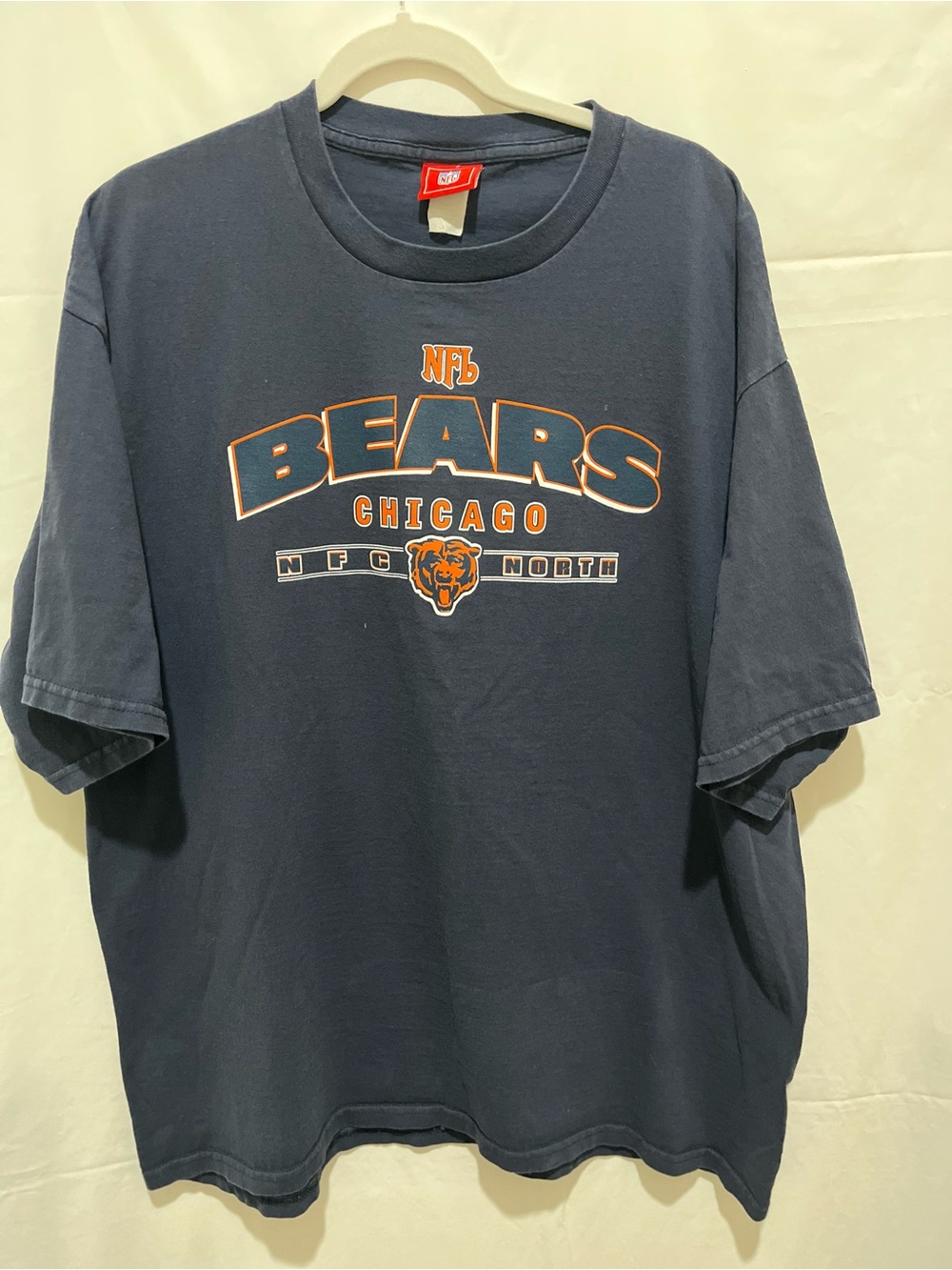 NFL Chicago Bears Short Sleeve Tee - Navy Blue with Orange Logo
